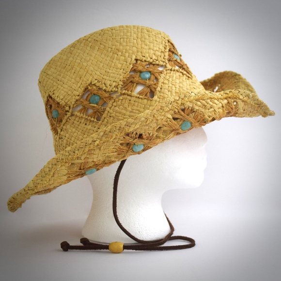 Scala Western Cowboy Sun Hat Woven Natural Fibers - Picture 5 of 8